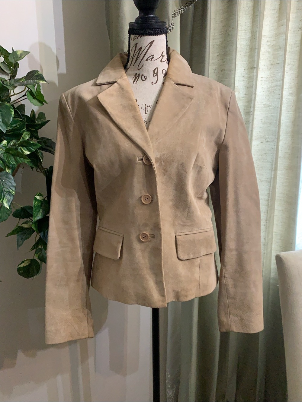 Classic Tan Suede Button-Front Women's Jacket